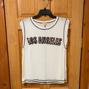 POL Cream Short Sleeve Tee with Los Angeles Design